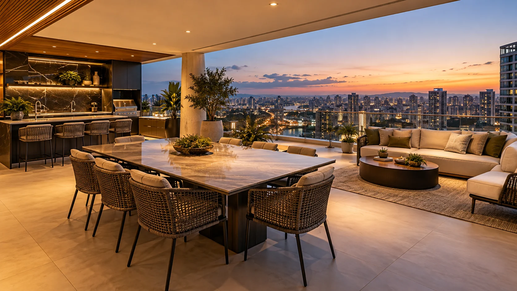 Varanda gourmet com vista para a cidade